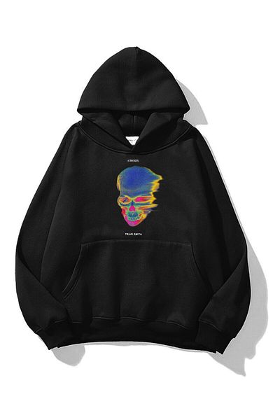 Trendiz Unisex Φούτερ Thermal Skull Hoodie Black