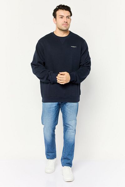 Crosshatch Men 2 Pieces Crew Neck Brand Logo Long Sleeve Sweatshirts, Navy
