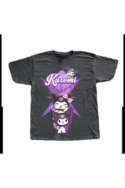 DEEFWEAR Kuromi Three Purple Photo Printed Smoked Unisex T-Shirt - Mingalondon