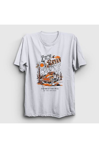 Presmono Λευκό μπλουζάκι Zach Bryan Unisex - Something In The Orange 472267 ττ
