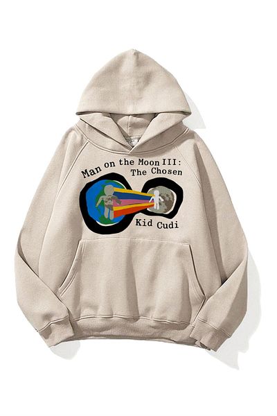 Trendiz Unisex Man On The Moon Φούτερ Hoodie Stone