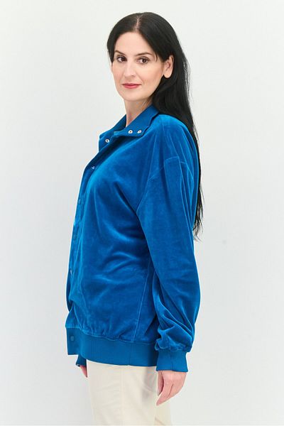 Asos 4505 Women Spread Collar Long Sleeves Solid Sweatshirt, Blue