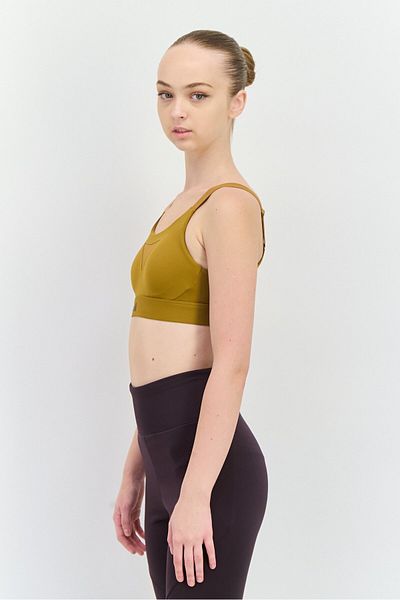 adidas Women Brand Logo Padded Sports Bra, Dark Tan
