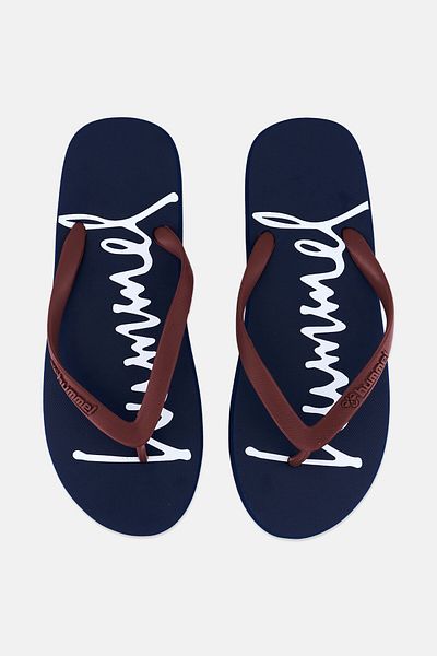 hummel Men Brand Logo Flip Flop Slippers, Navy
