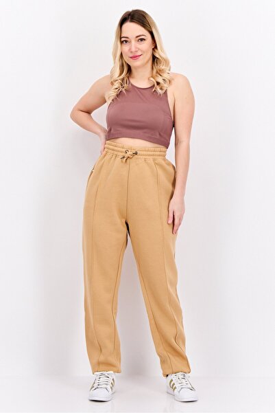 Nautica Women Regular Fit Brand Logo Joggers Pant, Beige