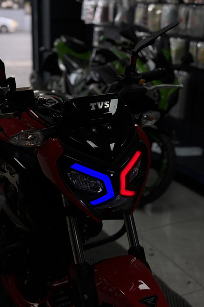 Banxtre Blue Red Headlight Film Sticker Label for Tvs Raider Daytime Led