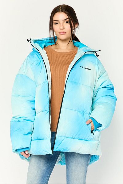 collusion Women Quilted Puffer Jacket, Blue