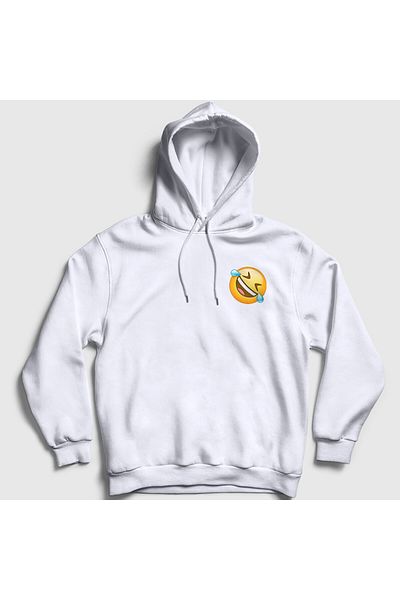 Presmono Unisex White Emoji Instagram φούτερ με κουκούλα - Ηλικία από τα μάτια από το γέλιο 435330 ττ