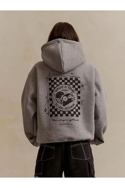 Cupla Hanorac unisex What a Time To Be Outside Gri