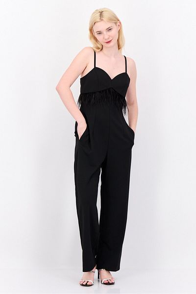 Donna Morgan Women Solid Sleeveless Jumpsuit, Black
