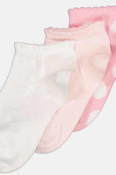RBX Kids Girl 3 Pair Polka Dot Socks, Pink
