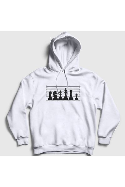 Presmono Λευκό φούτερ με κουκούλα σκακιού Unisex - 446659 ττ