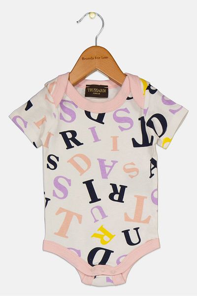 Trussardi Toddlers Girl Allover Print Short Sleeves Bodysuit, Multicolor