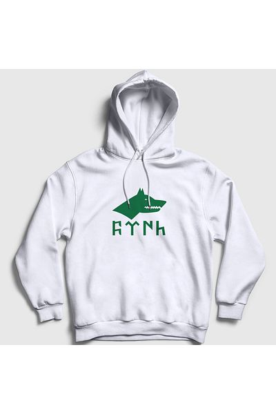 Presmono Λευκή σημαία Göktürk - Τουρκική γραφή Wolf Gray Wolf Hooded Unisex φούτερ 475019 ττ