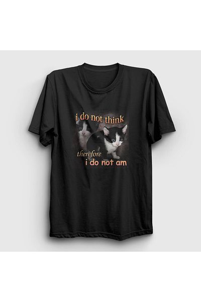 Presmono Μπλουζάκι Unisex με μοτίβο μαύρης γάτας - "Δεν σκέφτομαι, οπότε δεν είμαι γάτα" 458603 ττ