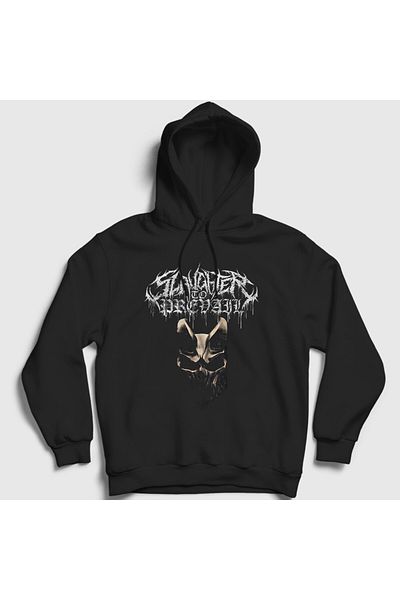 Presmono Унисекс черен суитшърт с качулка - Demonic Mask Slaughter To Prevail 458077tt