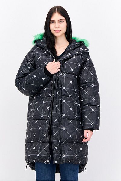 collusion Women Quilted Puffer Jacket, Black