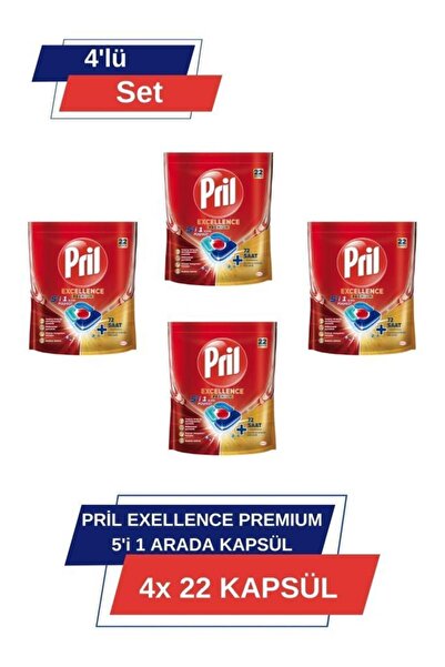 Pril Excellence Bulaşık Makinesi Deterjanı 4 X 22