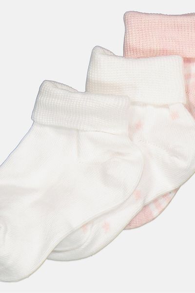 XOXO Kids Girl 3 Pairs Printed Ankle Socks, Pink