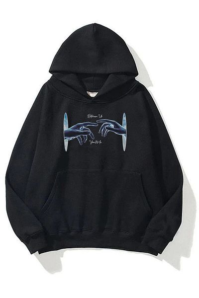 Trendiz Unisex Φούτερ Between Us Hoodie Black