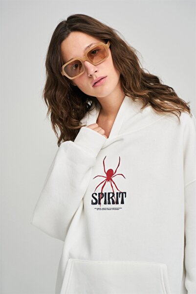 Trendiz White Unisex Spirit Hooded Sweatshirt