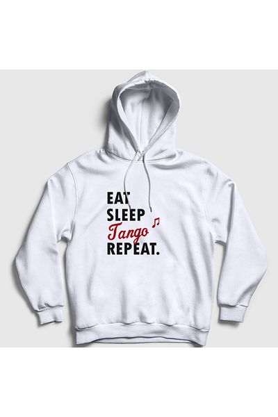 Presmono Λευκό Tango Repeat Unisex Hooded Dancer φούτερ - Eat Sleep Gift 464630 ττ