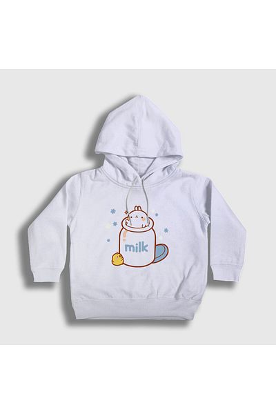 Presmono Hanorac alb unisex pentru copii - Milk Molang Piu Piu Molang, cu glugă 466131 tt