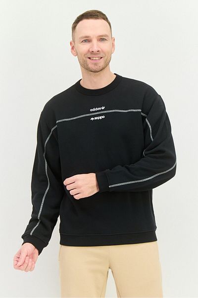 adidas Men Sportswear Fit Long Sleeve Outdoor Sweatshirts, Black