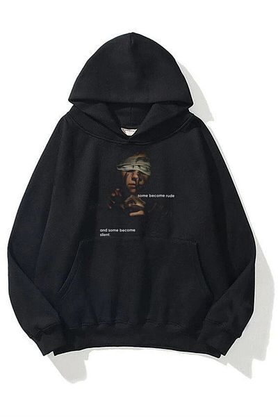 Trendiz Unisex Αθόρυβο Φούτερ με κουκούλα Μαύρο