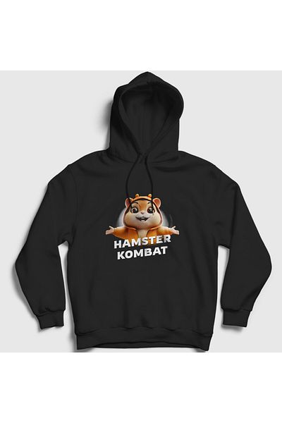 Presmono Μαύρο φούτερ με κουκούλα Hamster Kombat - Unisex 460890 ττ
