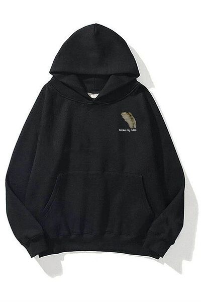 Trendiz Unisex mikina s kapucí Broke My Rules Černá