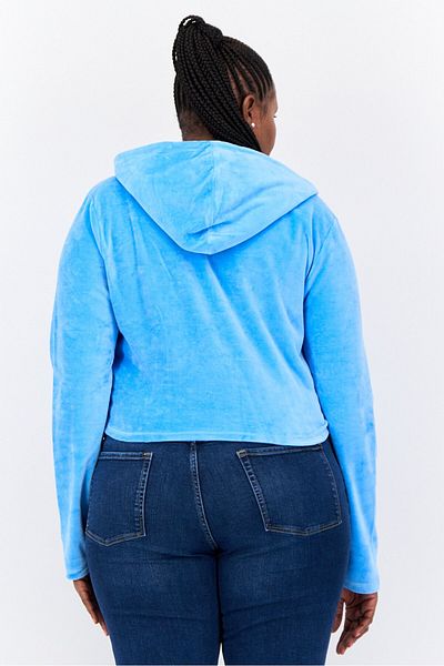 ASYOU Women Solid Long Sleeves Hooded Sweatshirt, Blue