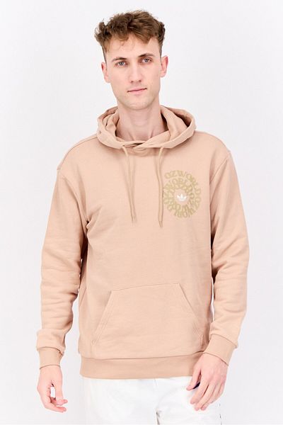 adidas Men Sportwear Fit Embroidered Logo Long Sleeves Outdoor Sweatshirt, Tan