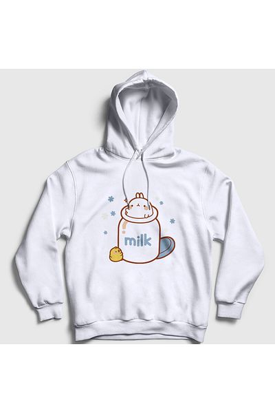 Presmono Λευκό φούτερ Unisex Molang Piu Piu με κουκούλα - 466167 ττ