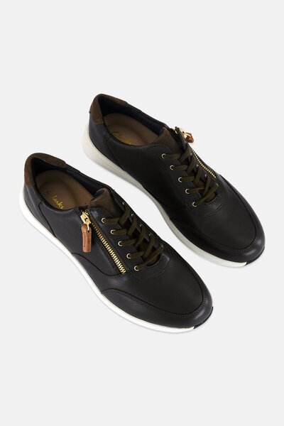 CLARKS Women Standard Un Rio Zip Lace Up Casual Shoes, Dark Olive