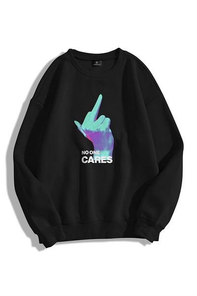 Trendiz Unisex No One Cares Crew Neck Φούτερ με κουκούλα