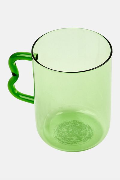 Muy Mucho Waves Handle Glass Cup 370 Ml, Assorted