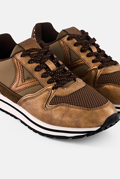 Victoria Women Brand Logo Lace Up Casual Shoes, Bronze