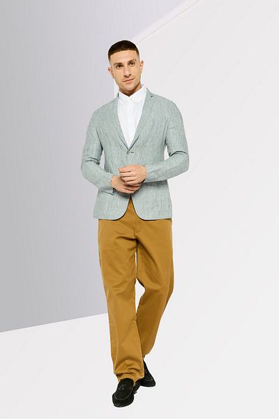 Emporio Armani Men Regular Fit Plain Formal Blazer, Grey