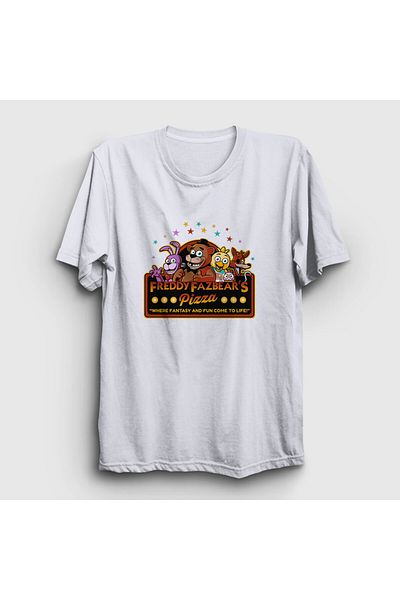 Presmono Μπλουζάκι Unisex White Fnaf Five Nights At Freddy's Pizza - 471457 ττ