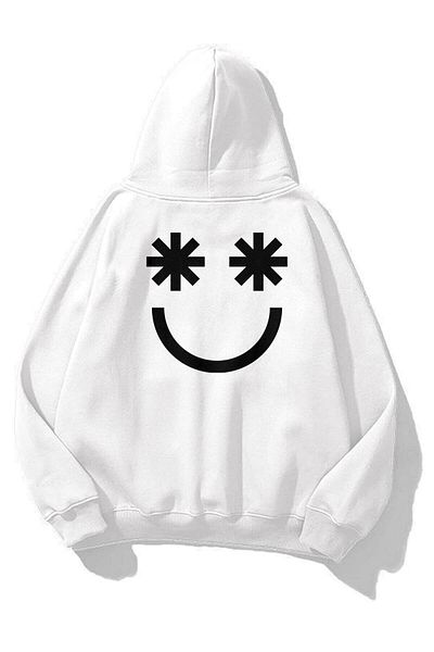 Trendiz Λευκό φούτερ Unisex Smiley