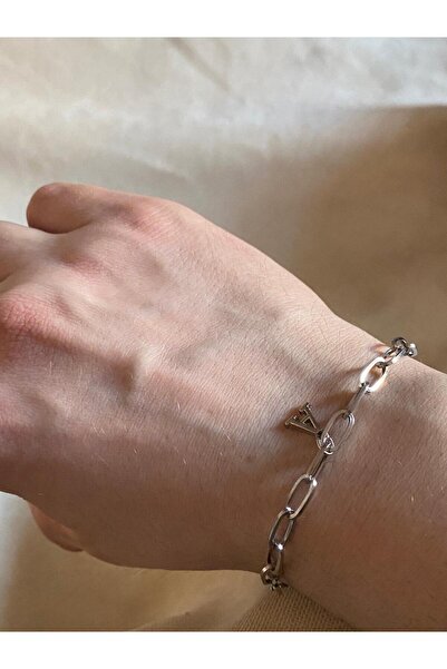 bijoux uniques سوار من الفولاذ بحرف A