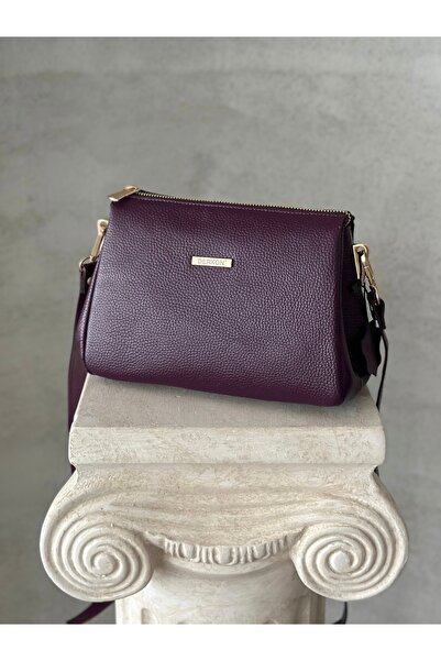 DERKON Leather Women's Crossbody Bag Amara Model Purple Color