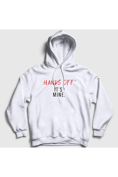 Presmono Λευκό φούτερ Unisex με κουκούλα - Hands Off Its Mine 433550 TT