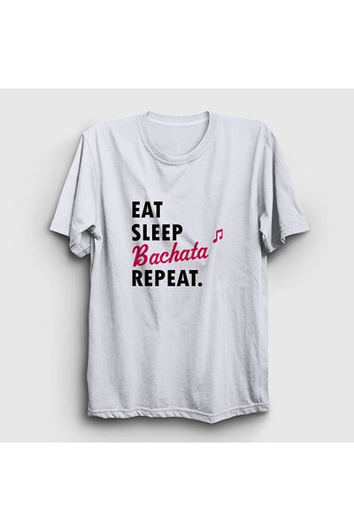 Presmono Λευκό μπλουζάκι Unisex - Eat Sleep Bachata Repeat Gift, Μπλουζάκι χορεύτριας 464133 ττ