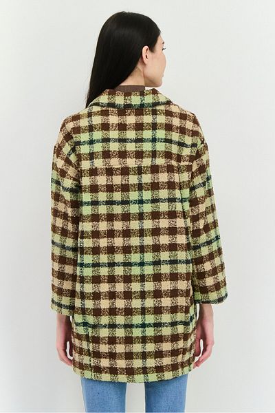 Monki Women Checkered Trench Coat, Sage Green