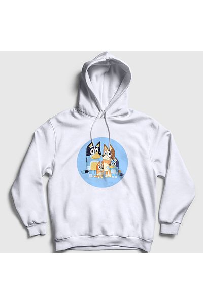 Presmono Λευκό Bluey Family Bandit Chili Unisex φούτερ με κουκούλα - 450977 ττ