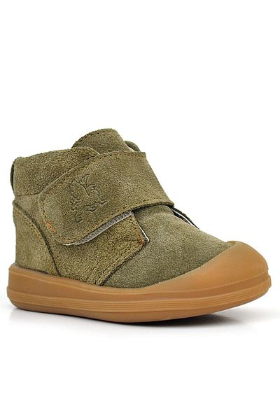 Rakerplus Yoohoo Genuine Leather Khaki Green Velcro Unisex Baby Boots
