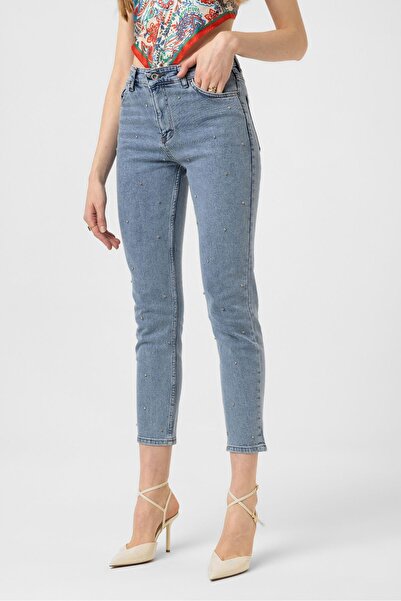 valena Bene Stone Skinny Leg Trousers Light Blue