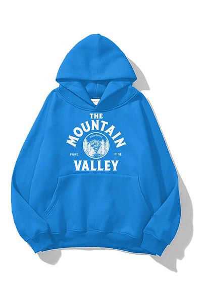 Trendiz Hanorac albastru unisex Mountain Valley cu glugă